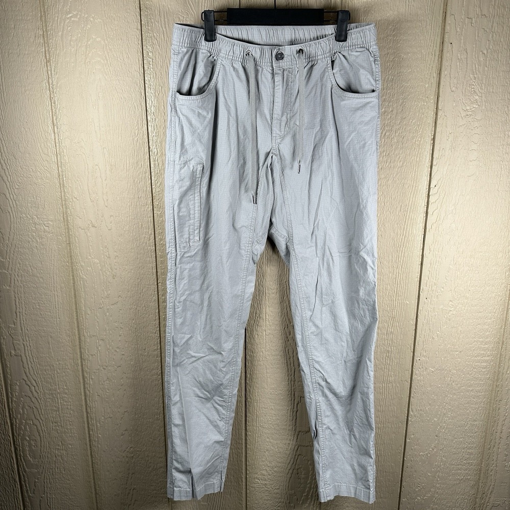 BYLT Weekender Ripstop Pants Mens Large Gray Stretch Drawstring Tapered Gorpcore